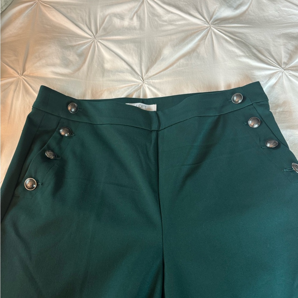 New w/tags Loft Wide-leg, forest green sailor dress pant, size 12